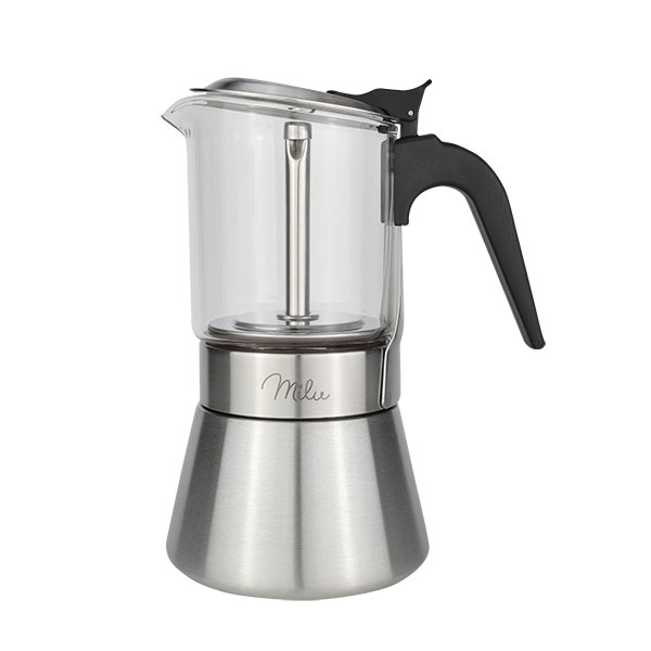 Milu Espressokocher 4 Tassen Edelstahl Glas
